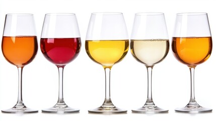 Fototapeta premium Five Wine Glasses A Colorful Selection.