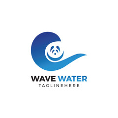 Creative water wave logo design vector template.