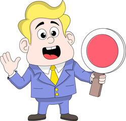 Businessman Holding Stop Sign and Waving