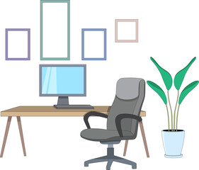 Modern Workspace Vector Illustration