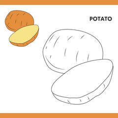Potato Copy Colour worksheet for kids