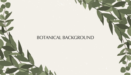 Botanical Background with Green Leaves Frame for Elegant Nature Design Template