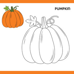 Pumpkin Copy Colour worksheet for kids