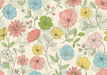 Modern floral pattern. Leaves and flowers on a white background. Colorful cover. Design for card, invitation, book, info banner frame, title sheet, presentation, wrapping, printing on fabric.