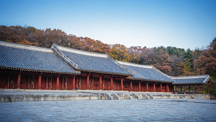 Jongmyo Yeongnyeongjeon (Hall of Eternal Comfort), a Confucian royal ancestral shrine the UNESCO World Heritage, In Seoul, South Korea