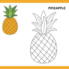 Pineapple Copy Colour worksheet for kids