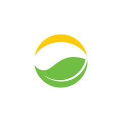 green leaf circle natural sun light logo vector