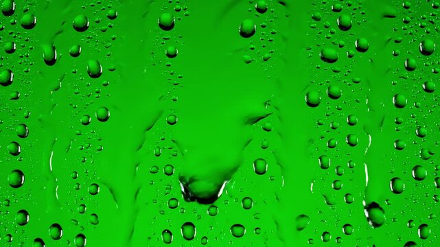 Green Screen rain drops falling down on glass with chroma key background water droplets window scene 1 distortion, overlay, glitch, static noise, scan lines black background, 4k animated video loop