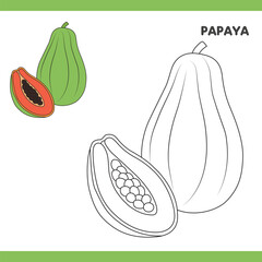 Papaya Copy Colour worksheet for kids