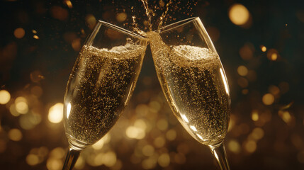 Champagne toast: Celebrating a special occasion with sparkling bubbly drink.