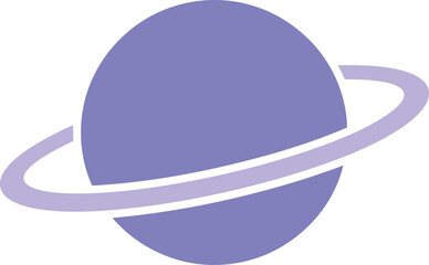 Illustration of a planet with a ring around it, in shades of purple, on a white background.