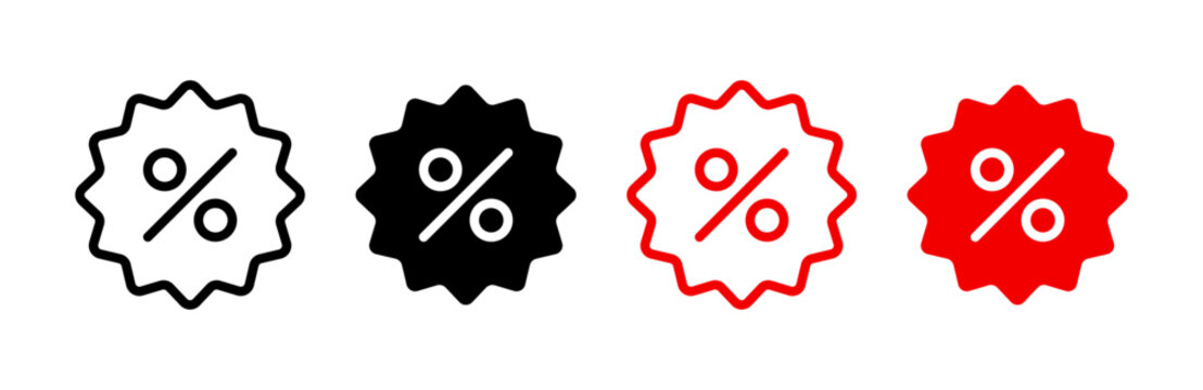 Percentage discount icon set