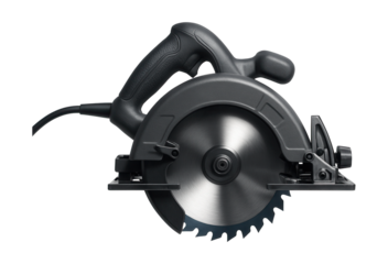Corded circular saw with adjustable bevel for angled cuts up to 45 degrees.