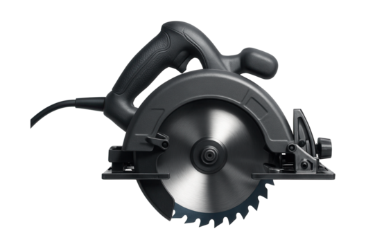 Corded circular saw with adjustable bevel for angled cuts up to 45 degrees.