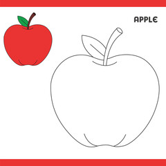 Apple Copy Colour worksheet for kids