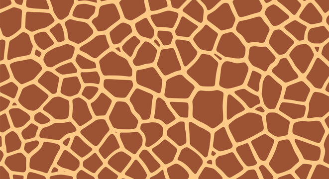 Seamless pattern of giraffe skin texture with irregular brown patches on a light tan background.