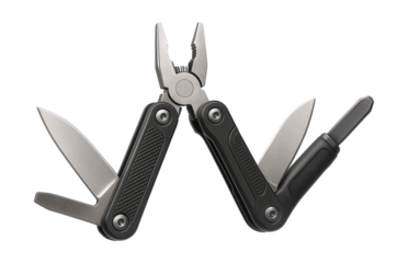 Compact multi-tool featuring pliers, knife, and screwdriver for outdoor adventures.