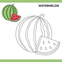 Watermelon Copy Colour worksheet for kids