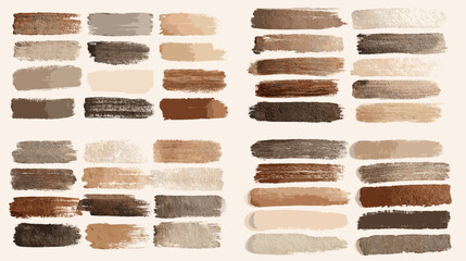 Soft neutral earth tone brush strokes in warm brown, beige, and taupe hues. Artistic textured paint swatches perfect for modern design, branding, backgrounds, and creative composition.