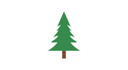 Obraz premium Simple green pine tree with a brown trunk on a white background.