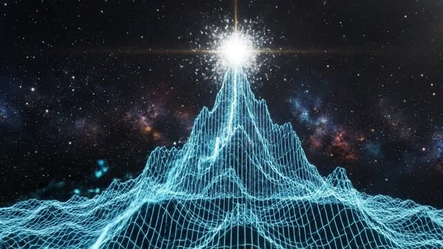 Digital data stream through abstract cosmic network landscape - Powered by Adobe