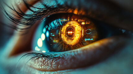 Futuristic vision with digital eye interface shows a glimpse into tomorrow