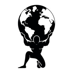 man holding a globe to represent global success and connection