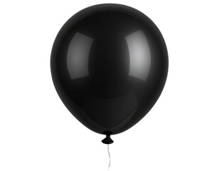 Top-Down Slight Tilt Black Balloon 3D Render with Matte Reflection, Transparent PNG (2)