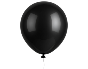 Top-Down Slight Tilt Black Balloon 3D Render with Matte Reflection, Transparent PNG (2)