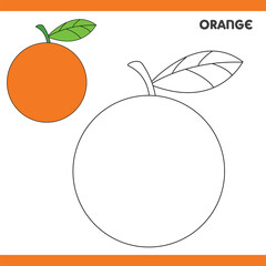 Orange Copy Colour worksheet for kids