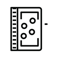 Fototapeta premium Movie film strip icon with circular elements, representing cinema, video production, editing, media content, and visual storytelling