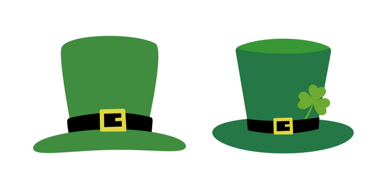 Set of st patricks day leprechaun hat flat vector illustration design.
St Patrick&rsquo;s day green leprechaun hat element.
White background.