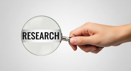 Magnifying Glass Focusing on the Word Research, Discovery, Investigation, Exploration