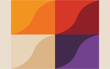 Obraz premium Abstract geometric vector background featuring four interlocking curvilinear shapes in a warm color palette creating a balanced and modern composition