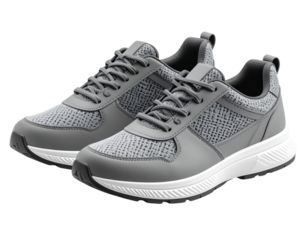 Gray Sneakers, Side Profile, Isolated on Transparent Background