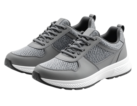 Gray Sneakers, Side Profile, Isolated on Transparent Background - Powered by Adobe