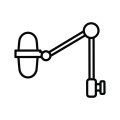 Microphone on a boom arm icon for audio recording, podcasting, broadcasting, and voice-over productions