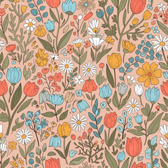 beautiful textile multicolor flower soft color decent flower bunch for textile printing allover design seamless floral pattern