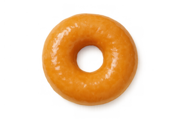 Glazed donut pastry, a classic sweet dessert snack for breakfast or treat, with transparent background