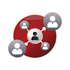 Illustration of a network with people connected to each other, symbolizing teamwork, collaboration, and communication