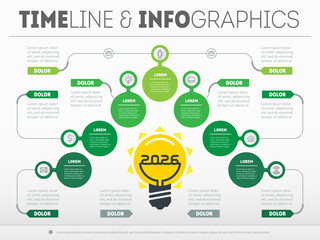 2026 Vision: Illuminating the Future with Green Innovation and Strategic Planning. Infographic. Bright Ideas for 2026 - A Radiant Roadmap of Sustainable Growth and Technological Advancement.