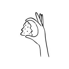 Minimalist hand holding Christmas cookie line art