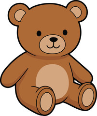 Teddy bear cartoon illustration, cute plush toy vector artwork, childhood comfort clipart, kids character drawing, animal design graphic, cad style sketch