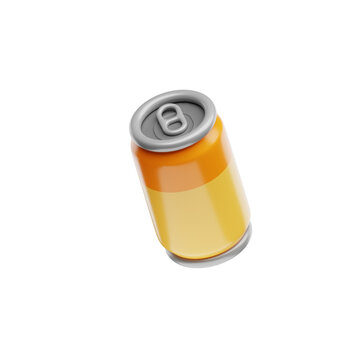 3D Orange Soda Can Render