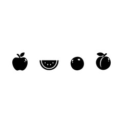 The fruit vacvtor icon set features a variety of fruit silhouettes.