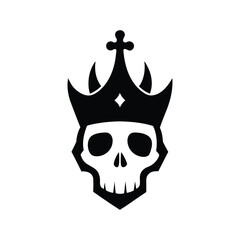 Skull with crown silhouette design featuring a dark fantasy themed emblem style Vector illustration