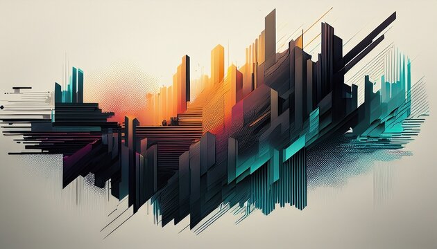 a dark and moody abstract design with a pixelated gradient effect isolated on a white background