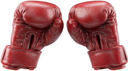 Pair of red boxing gloves for training and fighting sport equipment isolated on white background
