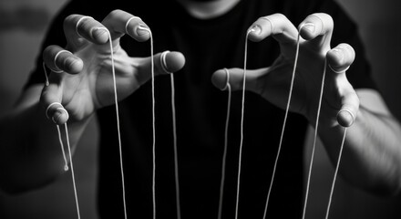 Puppet Master's Hands Controlling Strings, Manipulation, Power, Puppeteer