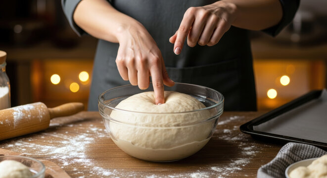 To check if the bread is ripe, insert your middle index finger.